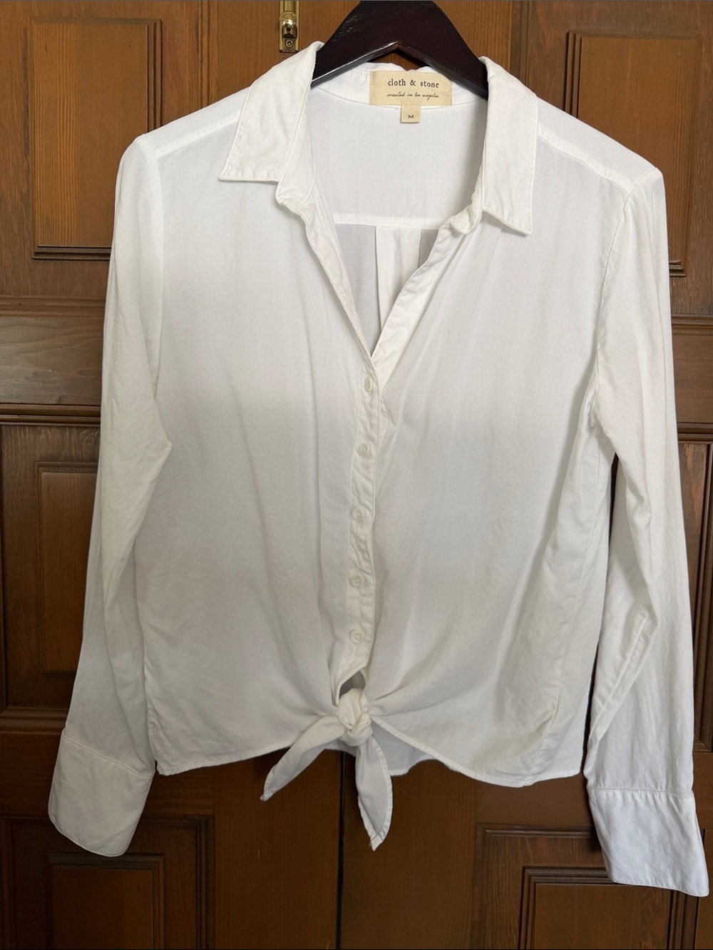 Anthropology cloth & stone White Tie-Front Button-Down Blouse